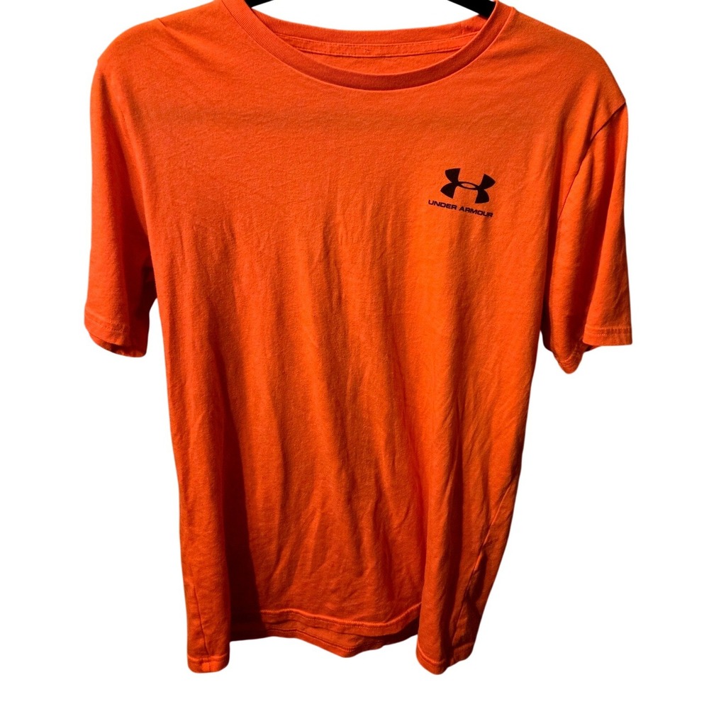Under Armour T-Shirt Heat Gear Mens Medium Orange Short Sleeve Athletic Tee